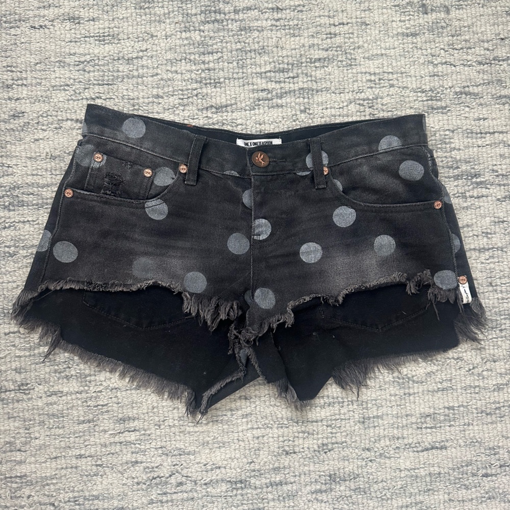 ONE BY one Teaspoon Black Polka Dot Shorts